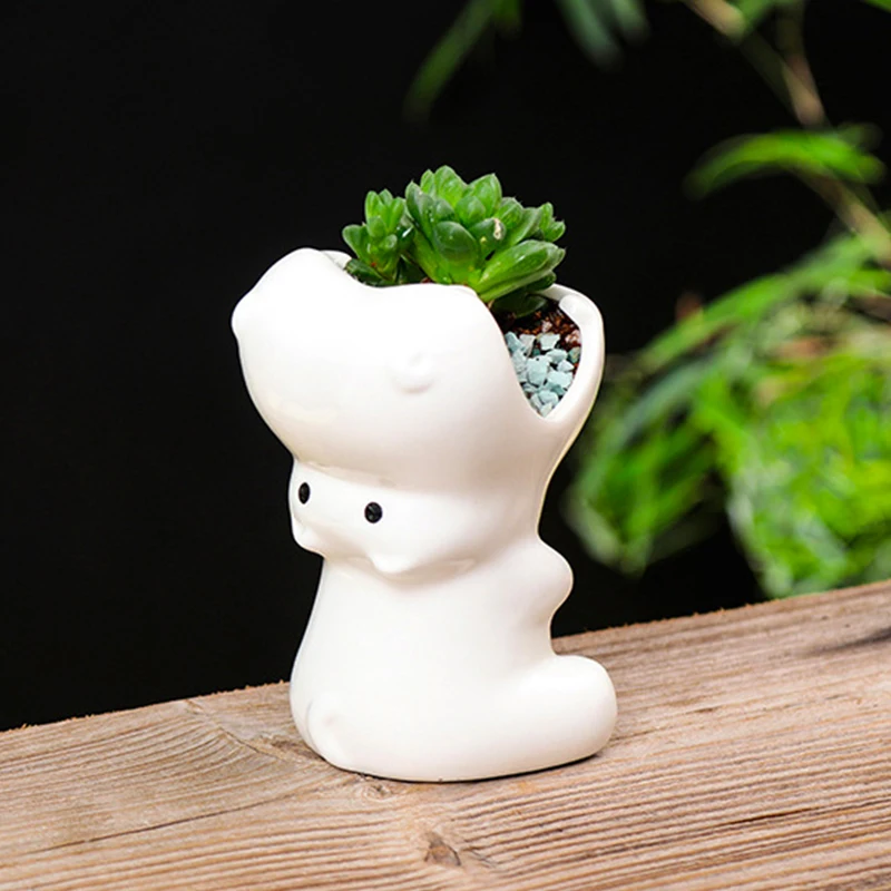 Cute Hippo Flower Pot Ceramic Succulent Pot Plant Pot Planter Desktop Ornaments Home Decor Garden Decoration