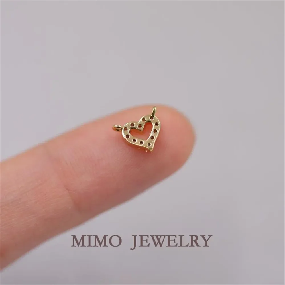 Gold-plated zircon micro-set Heart shaped double pendant with 14K gold copper plated DIY hand fitting