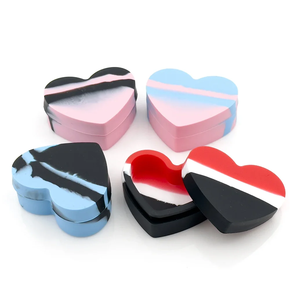 Nonstick Silicone Boxes Container Love Style 17ML Non-stick Oil Wax Storage Box Silicone Jar