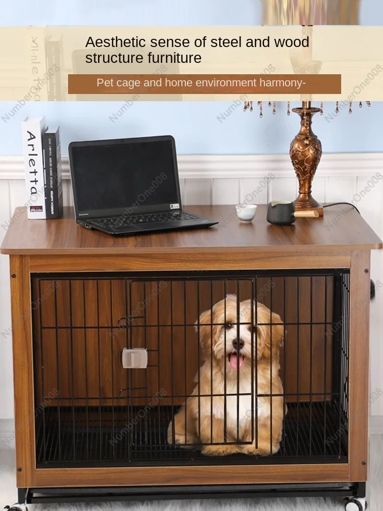 Crate Wooden Pet Indoor Medium-Sized  SmallCorgi and Shiba Inu Fence Home Villa Dog Cage with Toilet