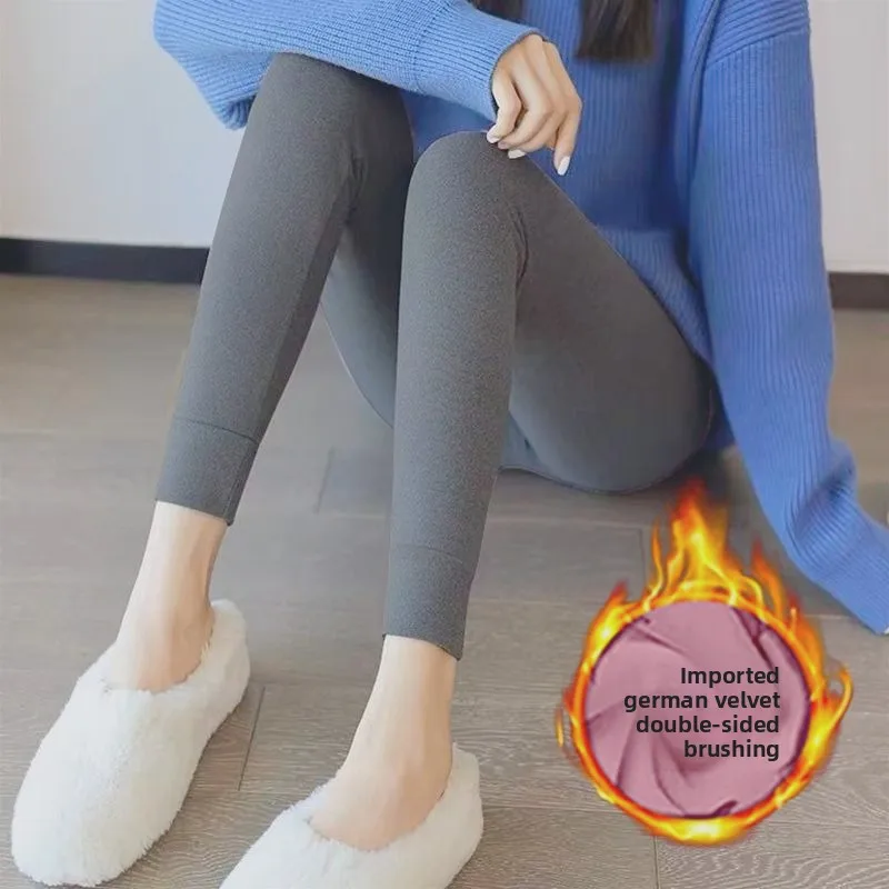Invisible Crotch Pants Double-sided German Velvet Long Johns Women Wear Velvet Thermal Pants Leggings for Dating, A Must