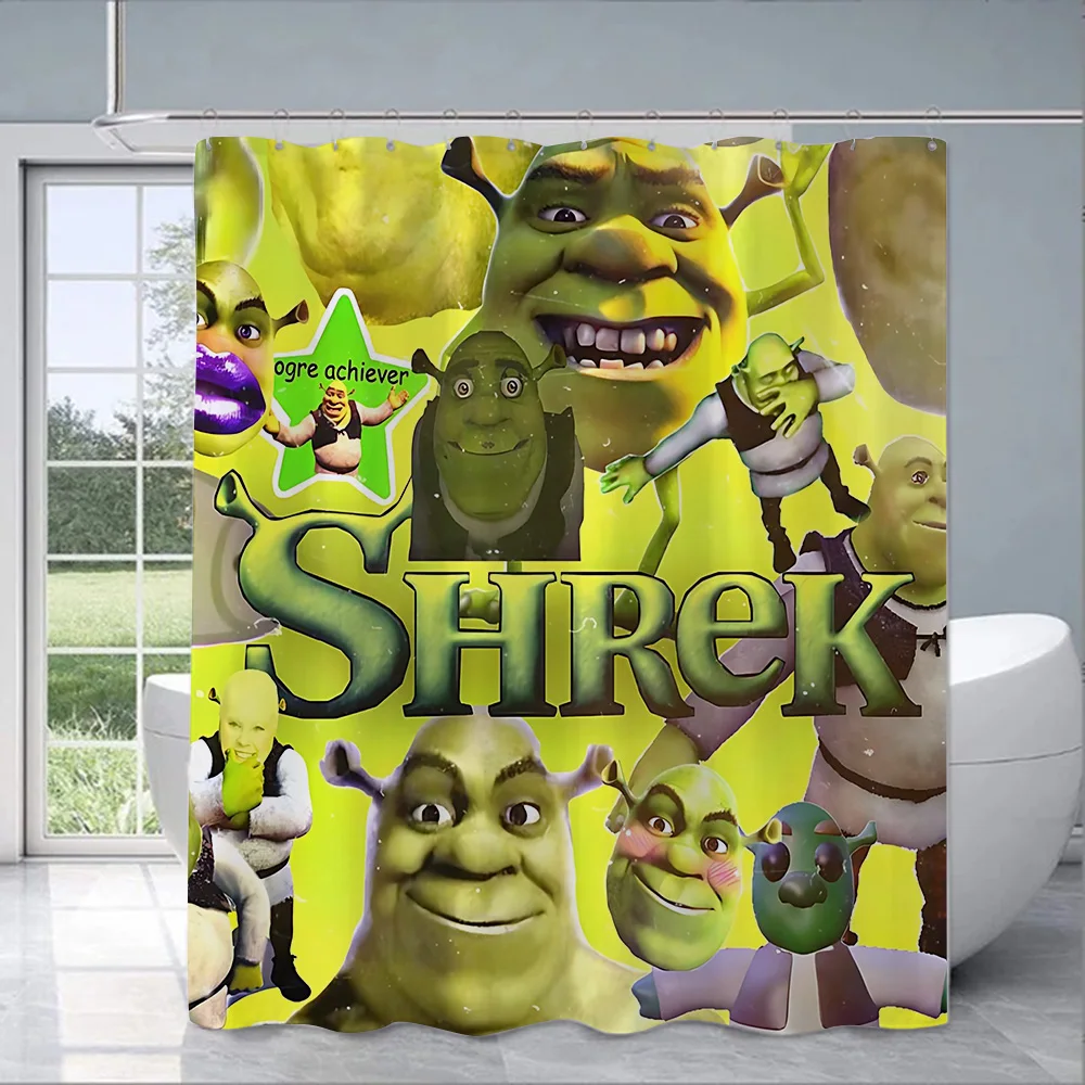 Cartoon S-Shrek Shower Curtain Waterproof Polyester Fabric Paint Colorful Bath Curtains Home Bathroom Decor Curtain With Hook