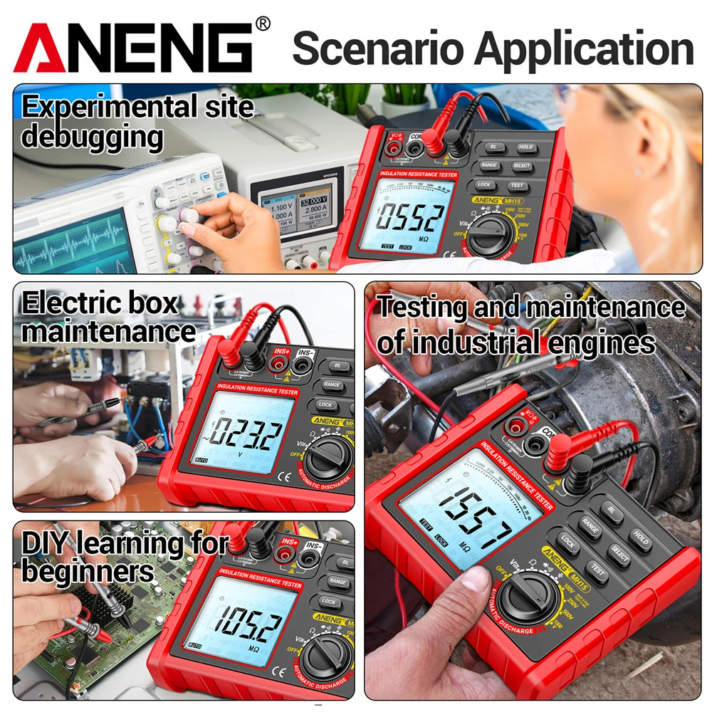 ANENG MH15 resistencia de aislamiento medidor Digital multifuncional descarga automática voltaje CA/CC LCD megóhmetro herramientas de prueba