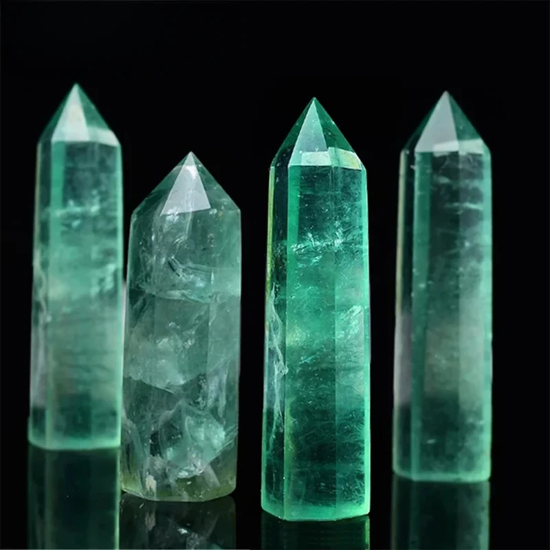 

Natural Green Fluorite Point Crystal Healing Stone Natural Green Quartz Room Decor Reiki Polished Obelisk Carved Crafts 40-80mm