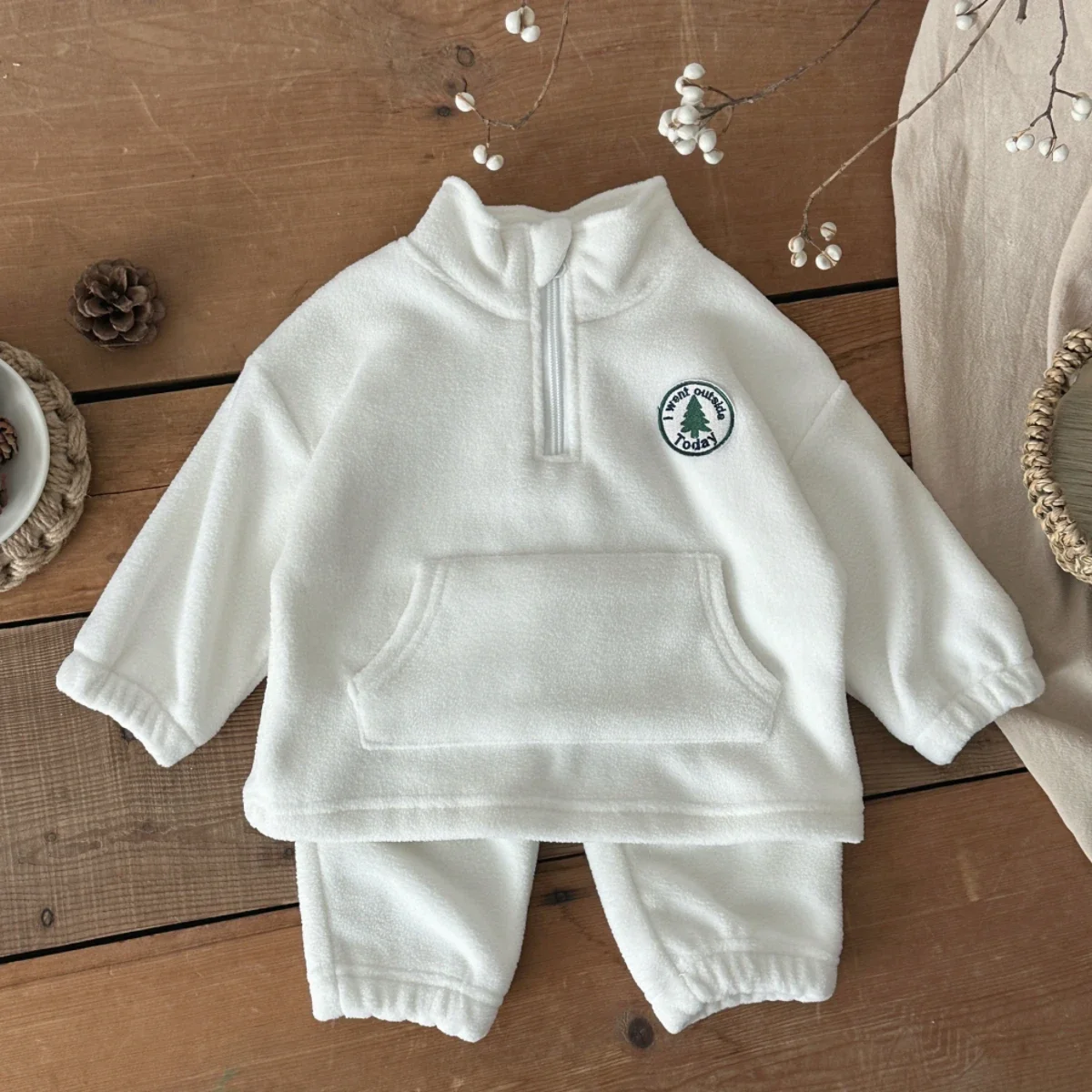 Neue Winter Mode Kinder Kleidung Set Kleinkind Baby Junge Mädchen Polar Fleece Casual Tops + Kind Lose Hosen 2 stücke anzug Outfits