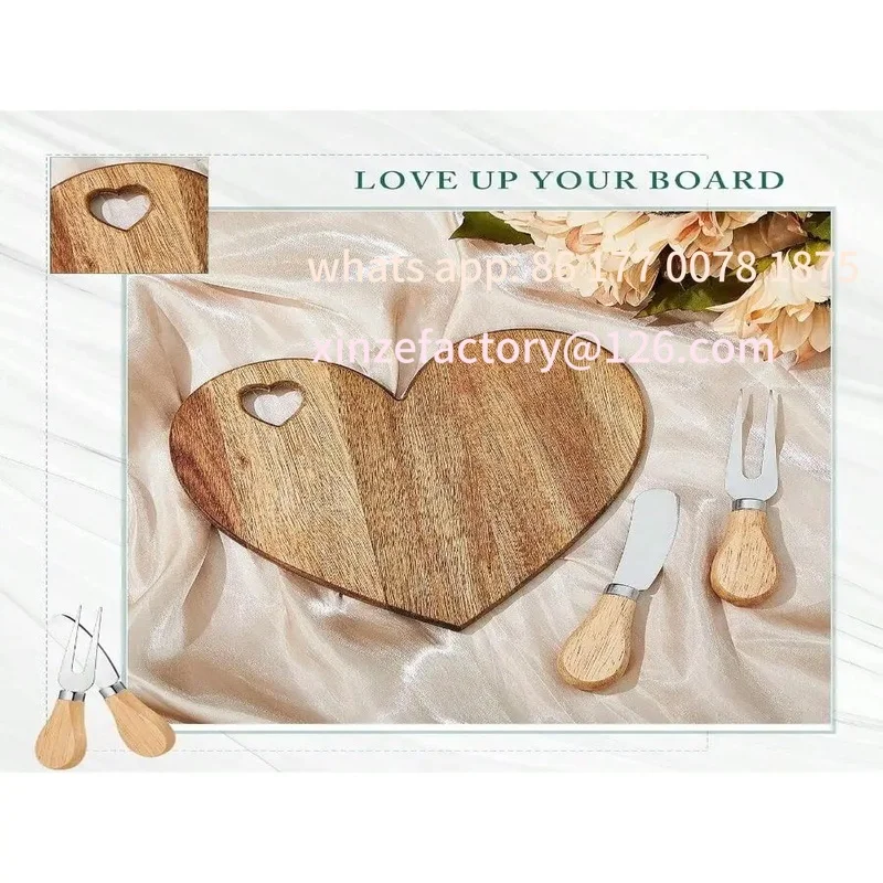

Customizable Bridal Shower Heart Cheese Board and Knives Set