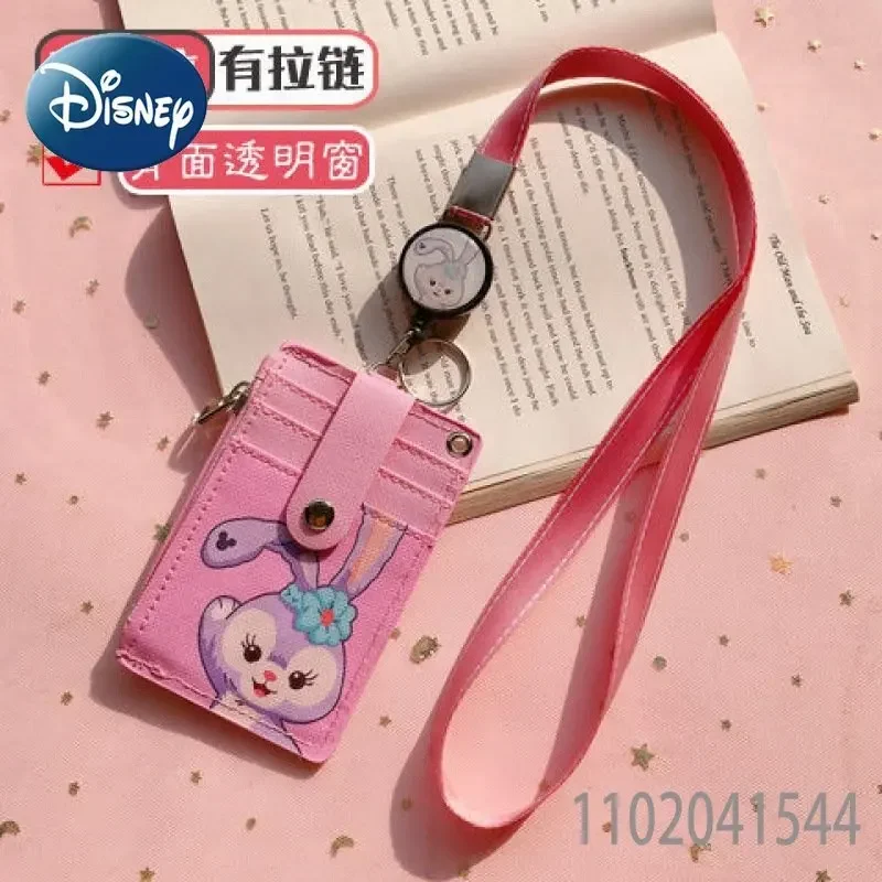 Disney Mickey Mouse ID Card Holder for Women Girl Student  Sleeve Retractable Neck Strap Campus Bus Student Access Card