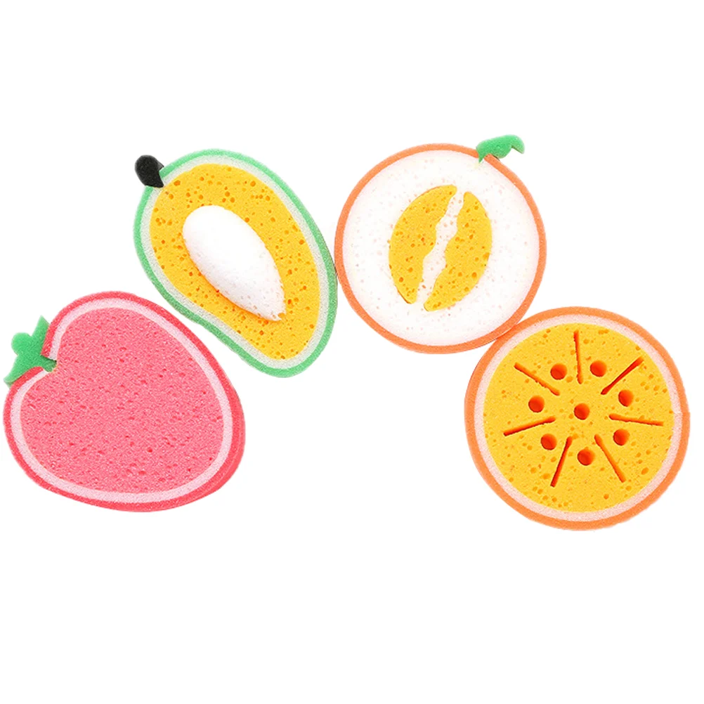 4 Pcs Washing Sponge Cloth Microfiber Towels for Body Fruit Shape Cleaning Wipes