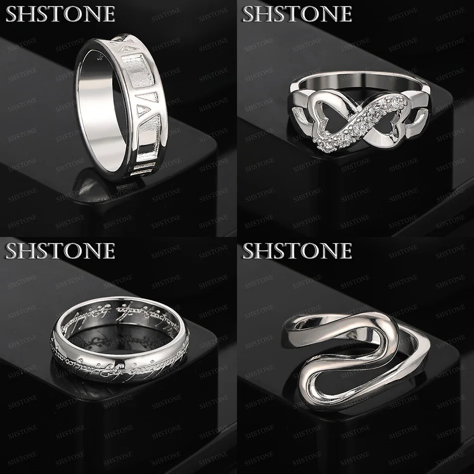 

Size 7-10 925 Sterling Silver Heart Roman Numeral Engraved Letters Round Irregular Ring Women Party Birthday Jewelry Accessories