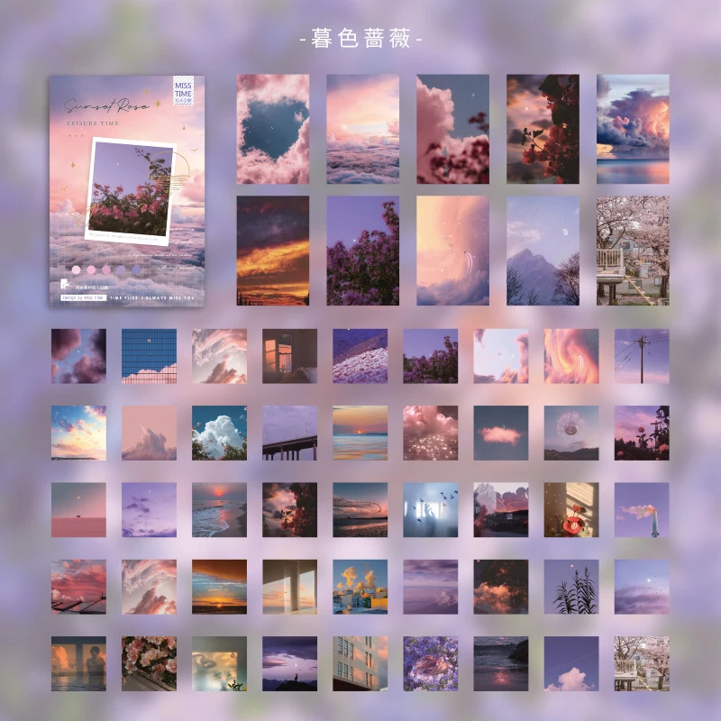 

1box/55Pcs Retro Beautiful Scenery Sticker Vintage Mountain Lake DIY Handmade Album Scrapbooking Decorative Paper Supplies