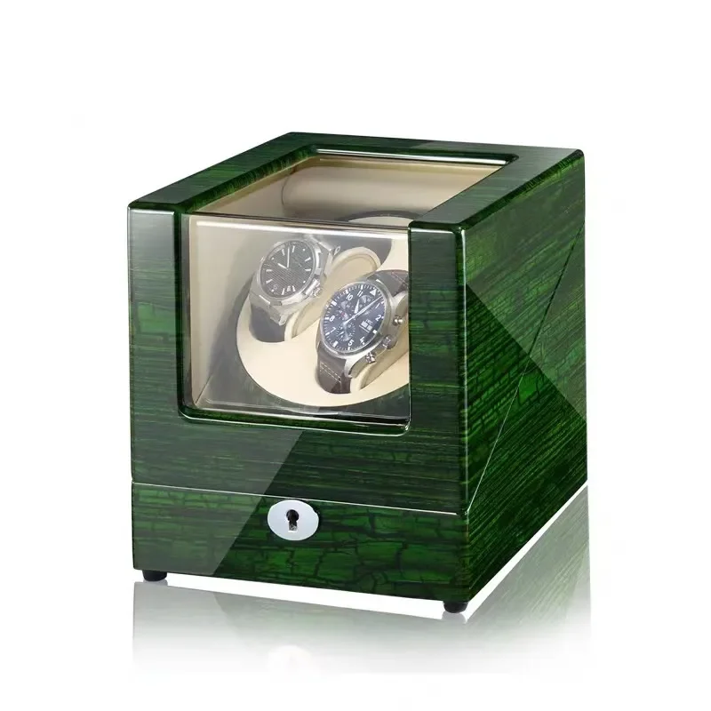 

Automatic watch winder safe wood leather gyroscope watch winder box 2 slot with LED open-stop 9 MODE