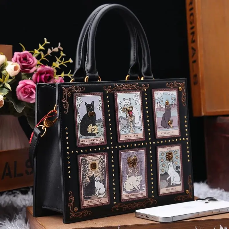 

New Cat Elf Handbag Tote Stylish Versatile Women's Crossbody Bag Fantasy Trendy Shoulder Purse Square Tote Bag Briefcase Storage