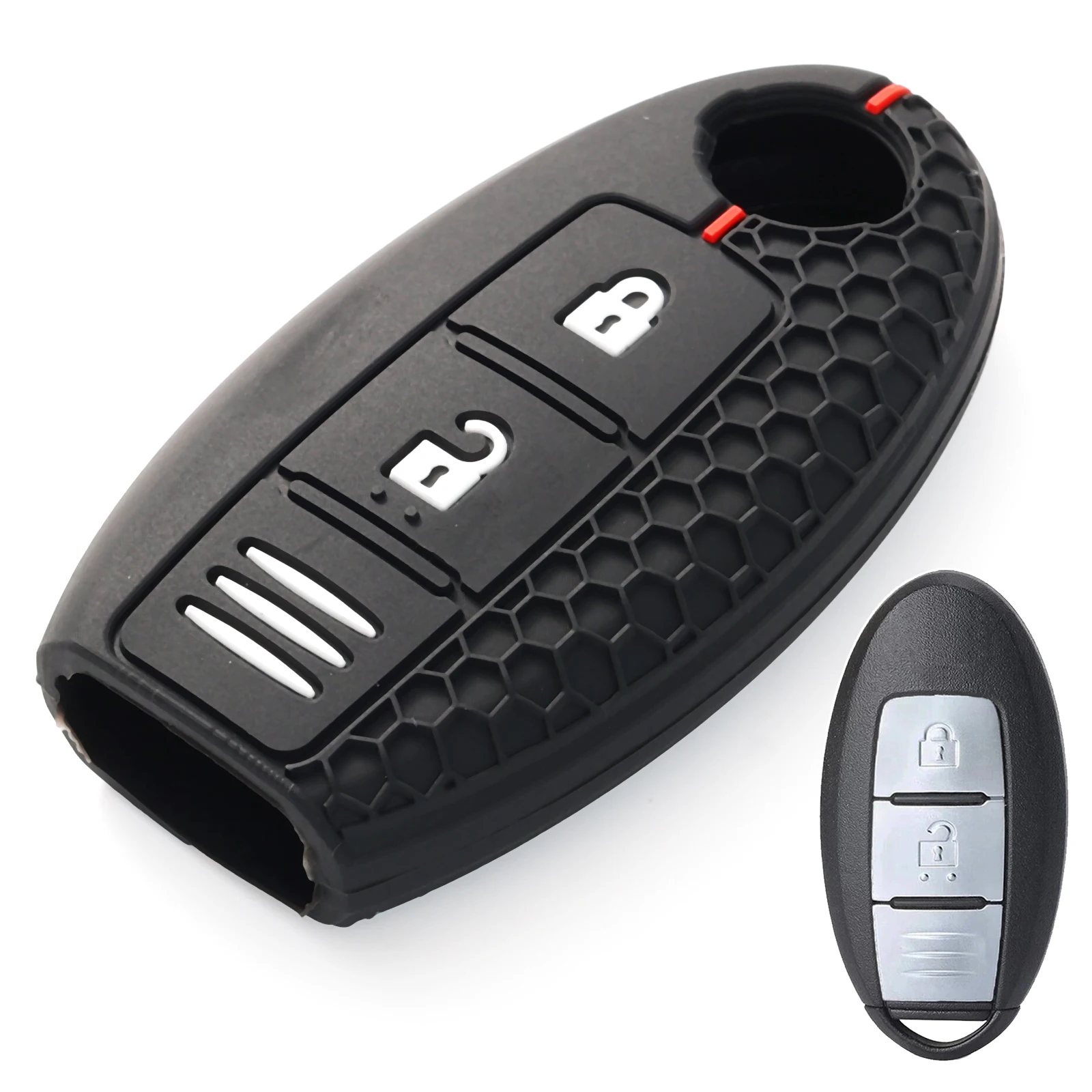 Étui porte-clé télécommande à 3 boutons, support en Silicone pour Nissan Pulsar March 370Z Micra Juke F15 Note Tiida Leaf Cube 2014 2015