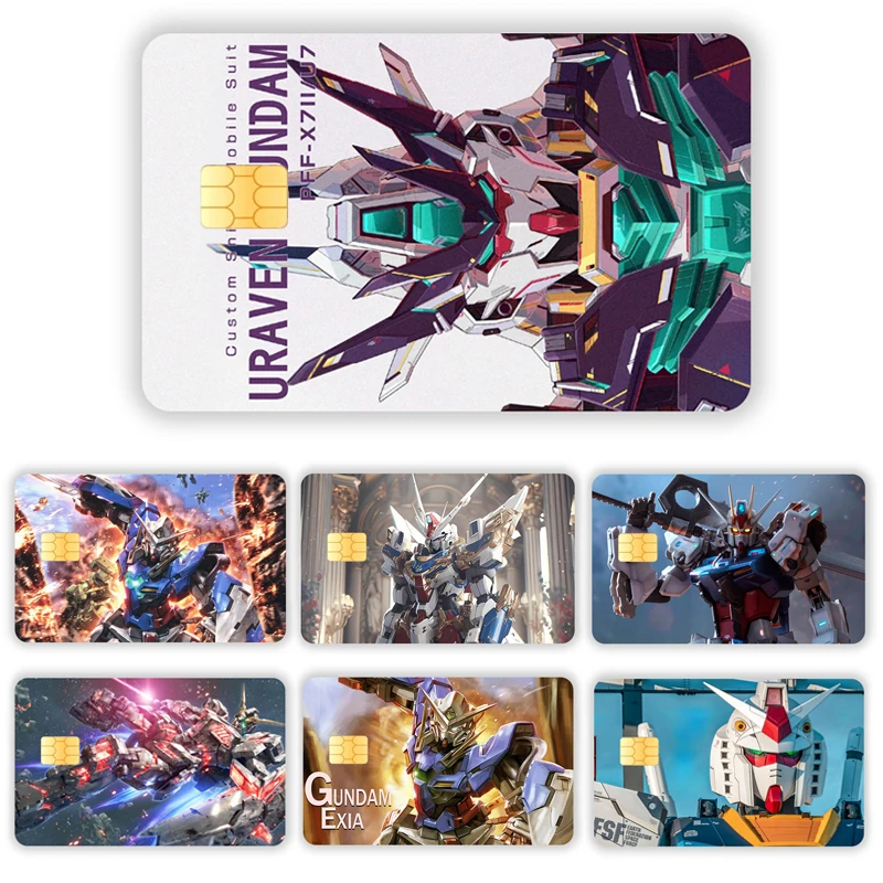 New G-Gundam Credit Card Debit Card Stickers Kawaii Stickers Cartoon Waterproof Stickers Big and Small Chip Stickers