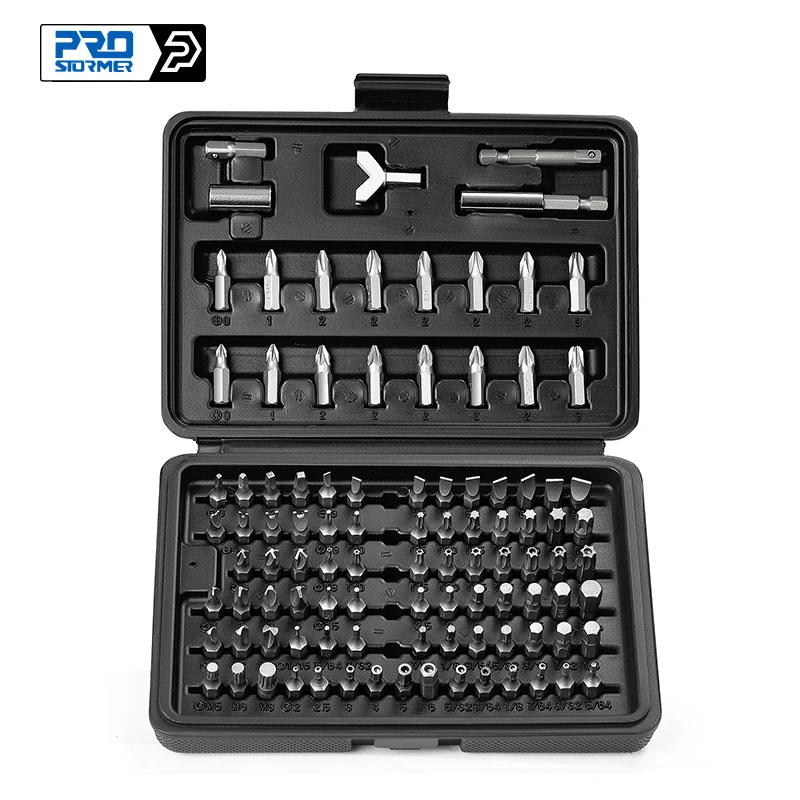 100pcs Screwdriver Bit Set CR-V Steel Hex Key Security Chrome Vanadium  Phillips Slotted Tri-Wing Repair Hand Tool Kit By PROSTO