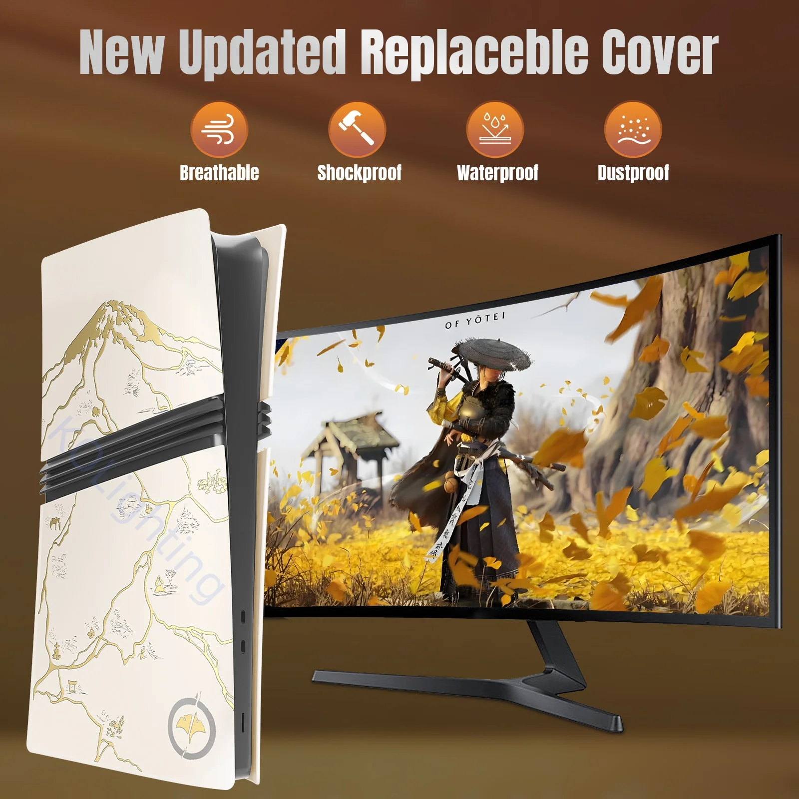 غطاء واجهة Ghost Case غطاء بديل من البلاستيك الصلب لجهاز Playstation 5 Pro Model Digital Edition Console Accessories Yotei #4