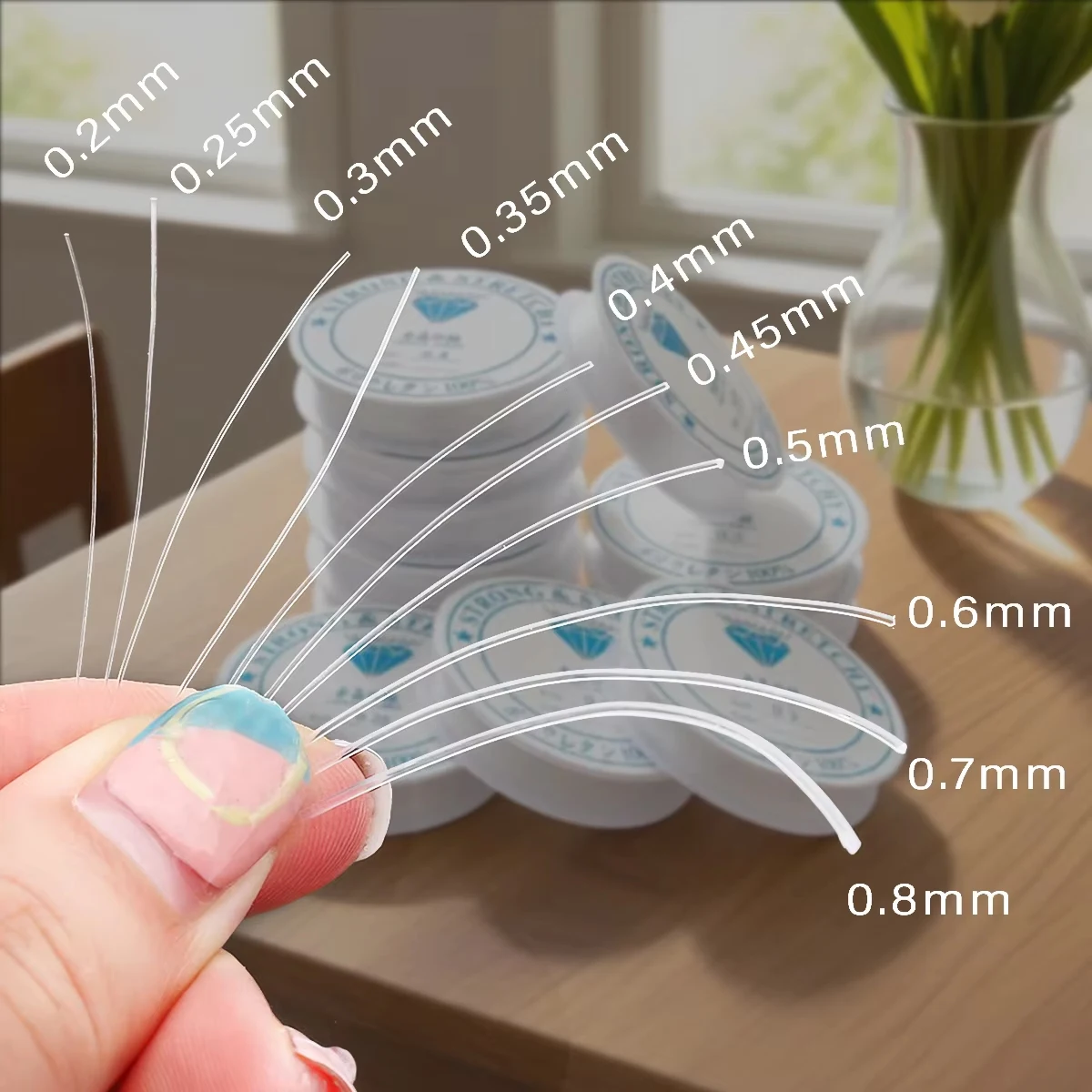 0,25/0,3/0,35/0,4/0,45/0,5/0,6/0,8mm Starke Nylon String Perlen Schnur Faden klar Nicht-Stretch Fisch Linie DIY Schmuck Schnur – Detail 2