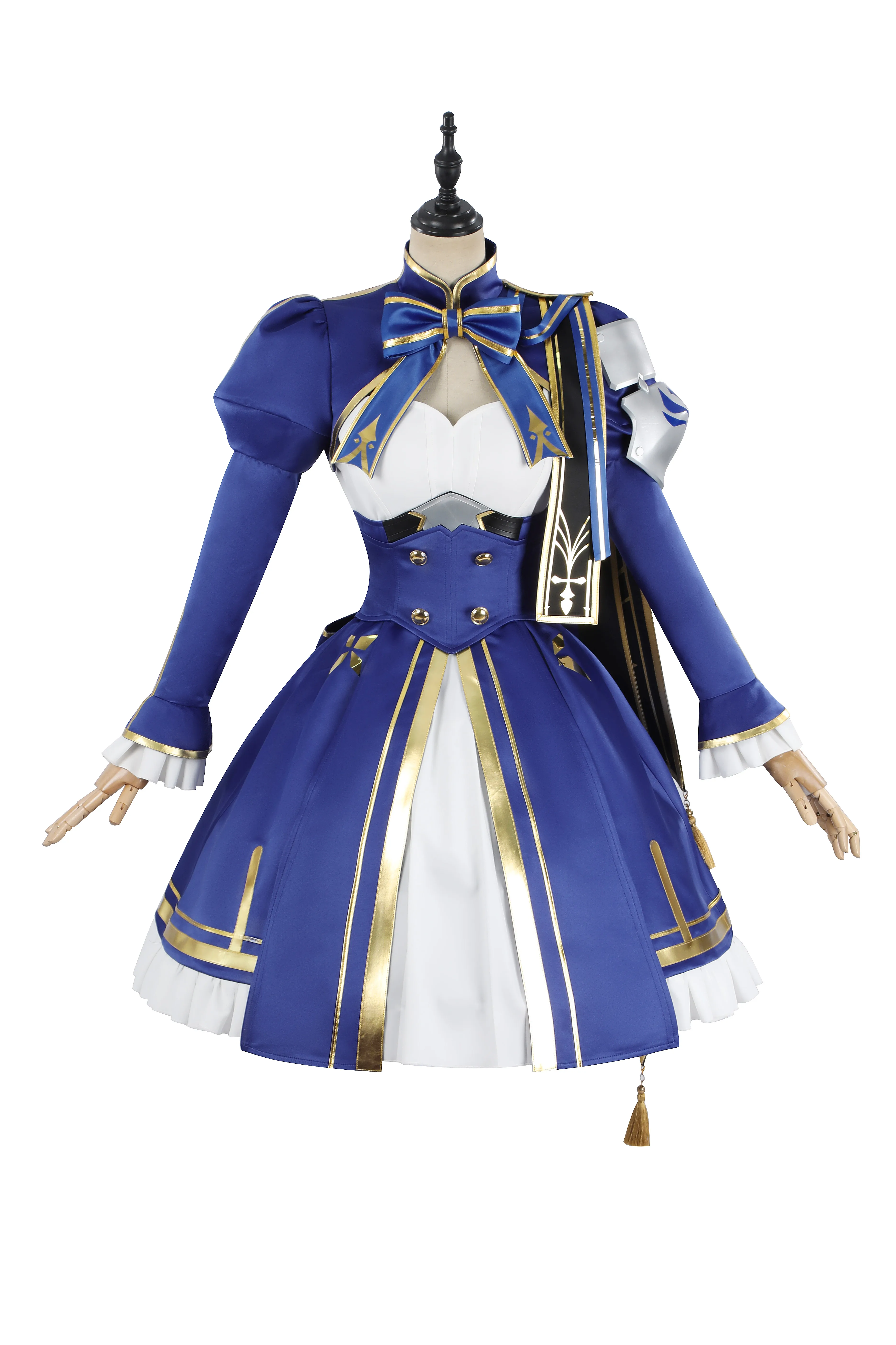 لعبة هونكاي كوسبلاي ستار رايل X صابر زي نسائي أزرق توب تنورة أغطية الرأس القوس الهالوين كوس المرحلة الزي