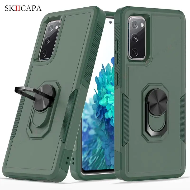 Für Samsung S23 Fe stoß feste Silikon-Telefon abdeckung für Galaxy S22 S21 S20 Uitra plus magnetische Metallring ständer halter Rückseite