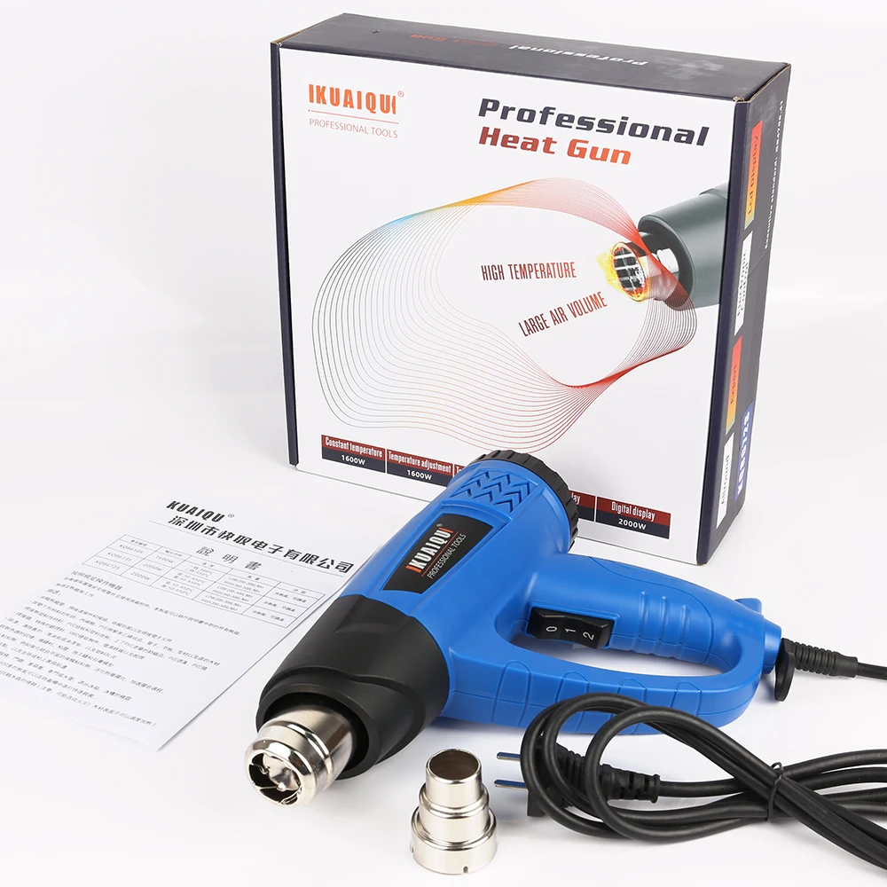 Kuaiqu New Heat Gun Digital Electric Hot Air Gun Temperature-Controlled Building Hair Dryer for Soldering Thermal Blower 220V