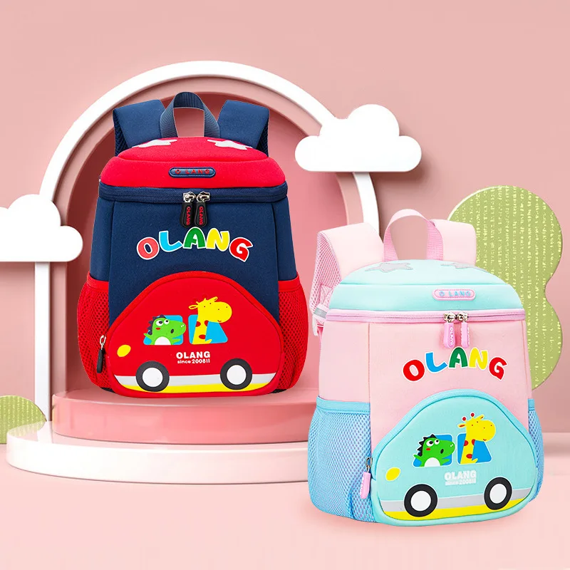 Cartoon Car School Bags for Kids Girls Boys Cute Waterproof  Backpack Kindergarten Primary School Bookbag Lightweight Backpack