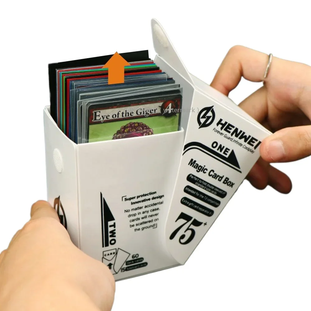 

Card Storage Box Hold 100+ Plastic Automatic Lifting Commander Card Deck Case Card Deck Box Fits for MTG Game and Sport Cards
