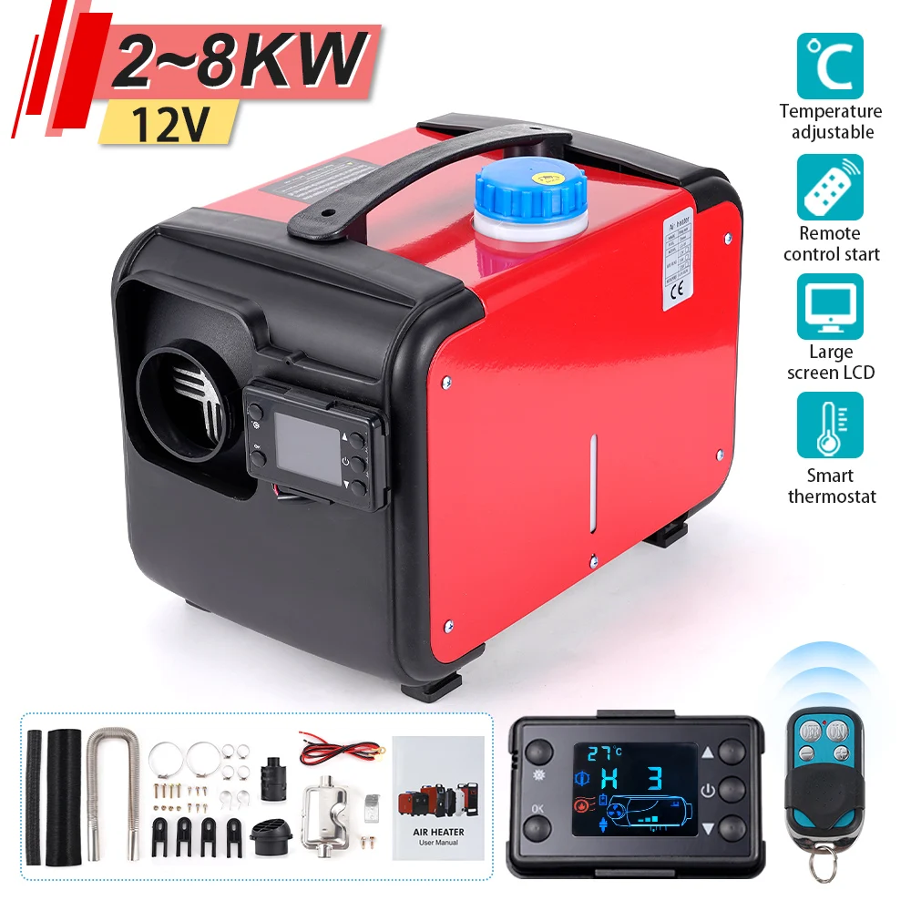 12V 5-8KW Diesel Air Heater All In One Car Heater With LCD Display Remote Control for Car Truck Boat RV Parking Diesel Heater