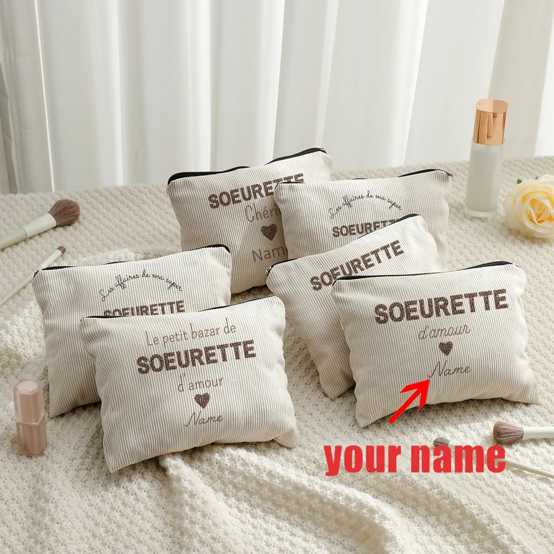 

Personalized with Name Leopard Soeurette Heart Love You Patterns Makeup Bag Travel Toiletry Pouch for Christmas Birthday Gifts