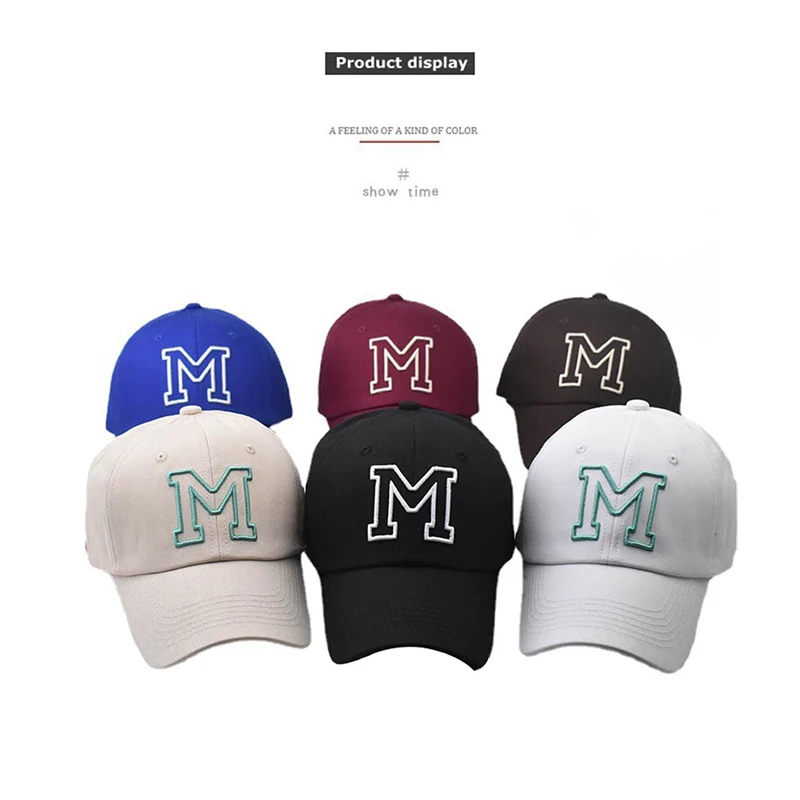 Streetwear Big Label M Cotton Embroidered Baseball Cap for Men and Women\'s Hats Korean Hip-hop Personality Cap Summer Hat