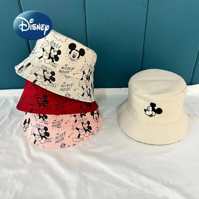 Disney Mickey 2024 New Fashion Hat Cartoon Cute Female Fisherman Hat Luxury Brand Outdoor Leisure Sun Protection Sun Hat