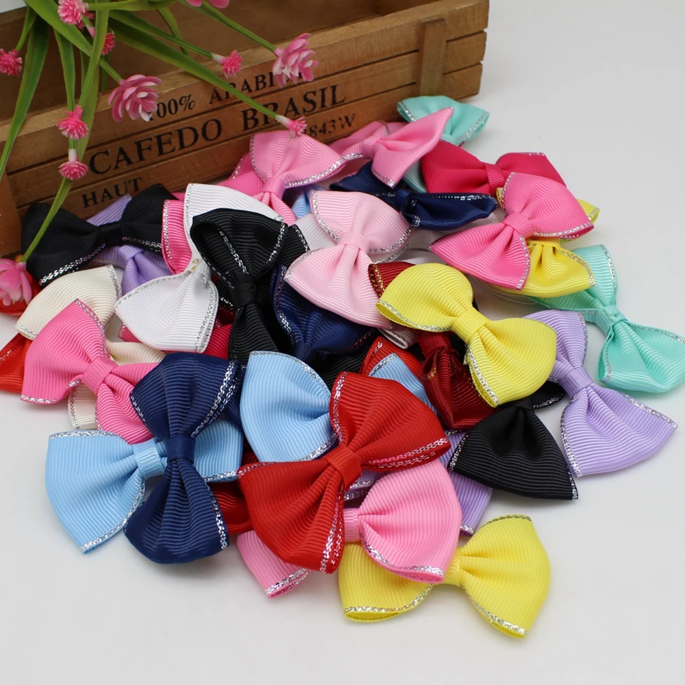 10 or 30pcs/lot 40mm-60mm Grosgrain Ribbon Bows Wedding Party Ribbon Cake Clothing Garment Embellishment Crafts Accessory