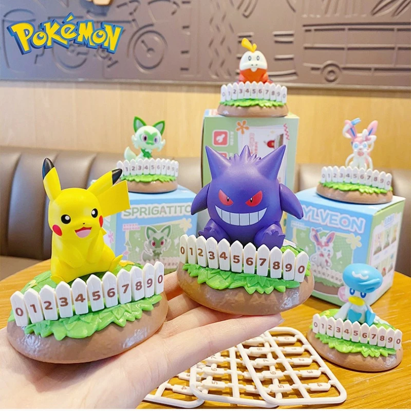 سلسلة البوكيمون الجلوس في الصفوف لوحة أرقام الحلي أنيمي سيارة وقوف السيارات رقم لوحة لطيف بيكاتشو نموذج لعبة أطفال تمثال هدية