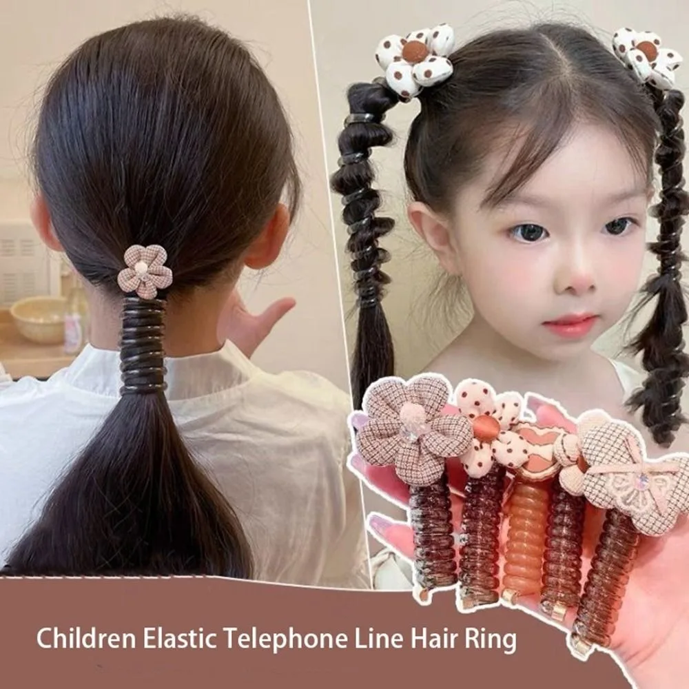 Retro Hair Rope Telephone Line Hair Ring Bowknot Flower Magic Hair Weaving Artifact Hair Ties Bow Daily