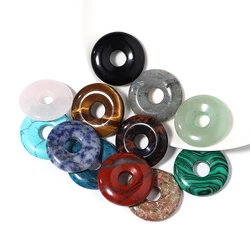 2PCS 18mm 25mm Big Hole Natural Stone Beads  Gogo Donut Necklace Pendant Charms For DIY Earring Jeweley Making Materials Supply