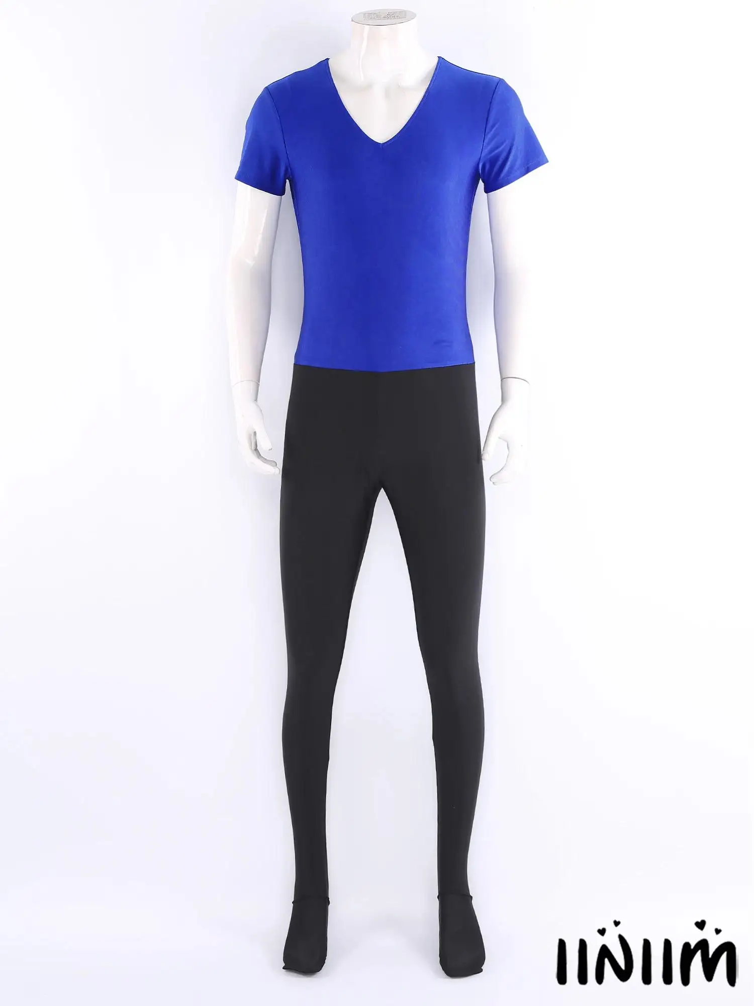 

Adults Mens Ballet Gymnastics Dance Bodysuit Jumpsuit Elegant Ballet Unitard Stretch V Neck Leggings Gym Yoga Dance Costume