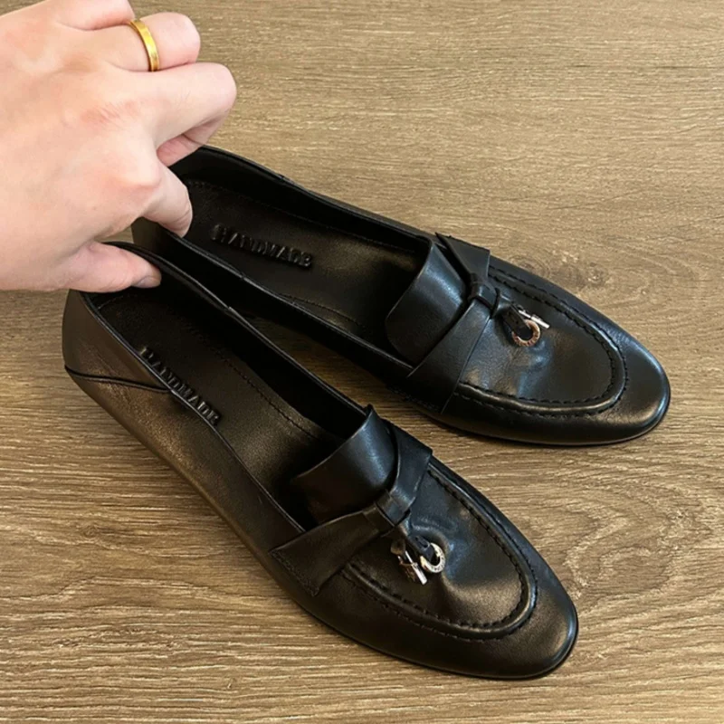 Classicial British Style Women's Loafers 2025 Autumn New Trendy Casual Office Work Shoes Retro Solid Color Soft Soled Lady Pumps