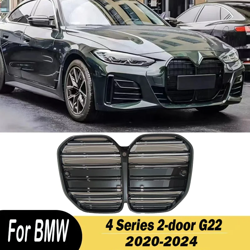 Front Bumper Kidney Double Line Grille Grill For BMW 4 Series 2-door G22 2020 2021 2022 2023 2024