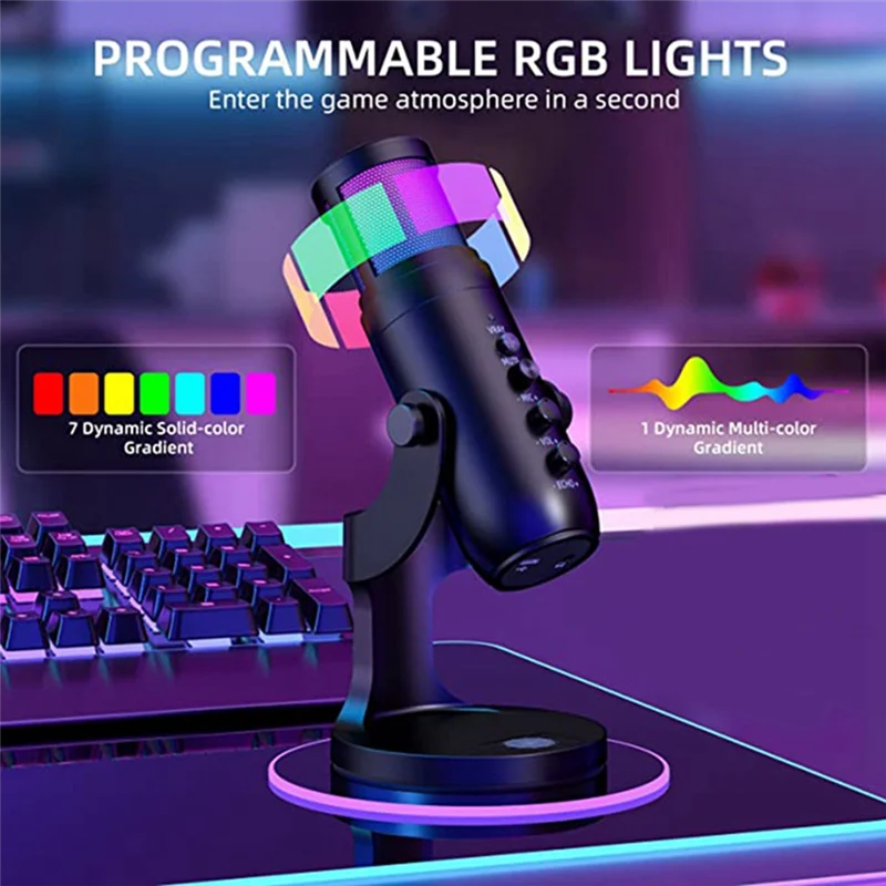 

AED2-USB Microphone Wired Live Karaoke Sound Card Computer Cell Phone Recording Game Conference Wheat