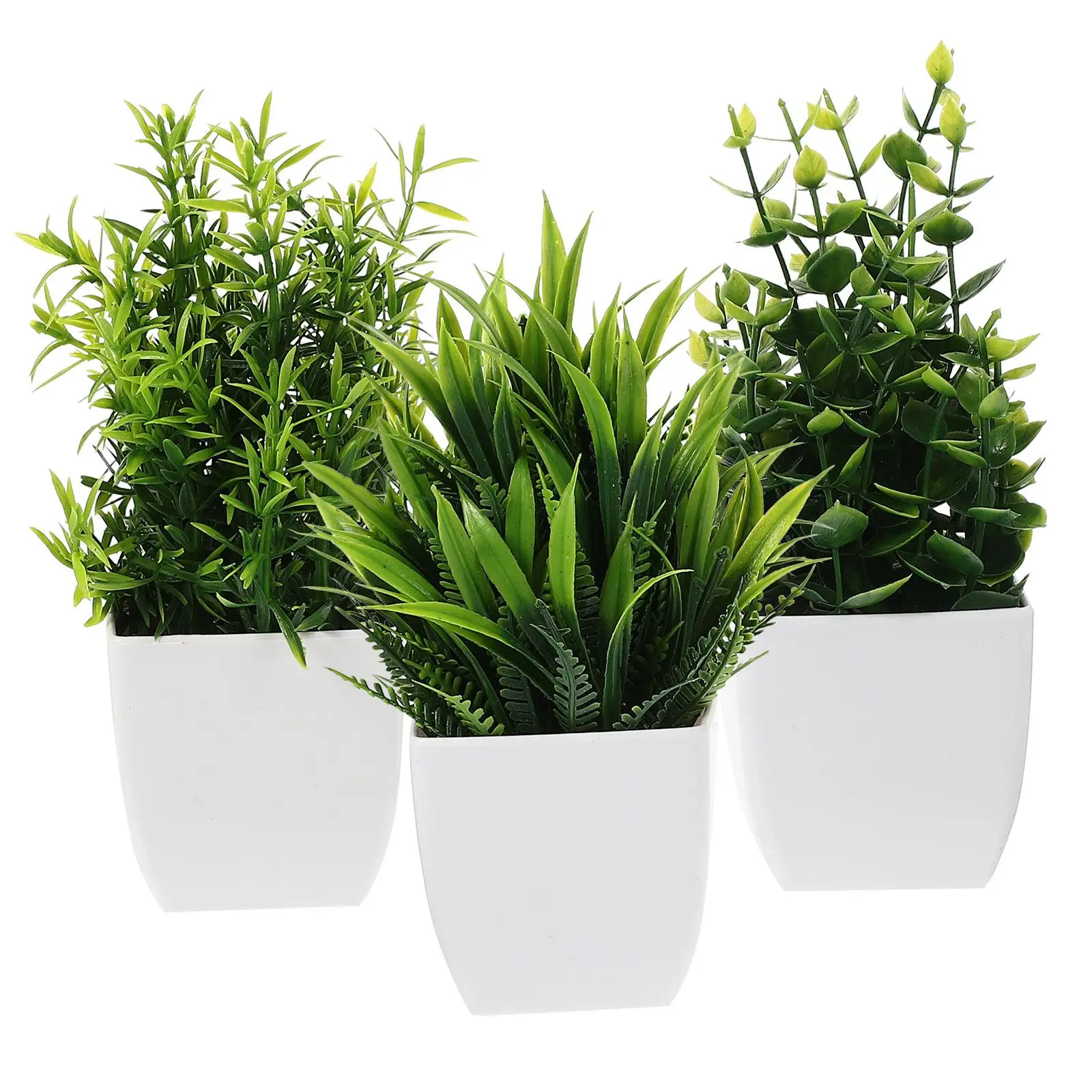 

3 Pcs Mini Artificial Plant Pots Fake Decors Faux Potted Plants Indoor Adornments Bonsai Figurine Pp