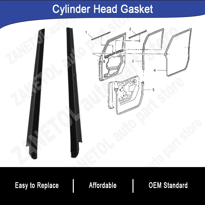 【55395268AD+55395269AD】2pcs L&R Front Side Window Wiper Rubber Rain/Snow Scraper Waterproof Sealing for JEEP WRANGLER 2007~2018