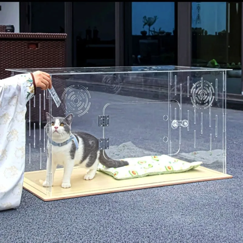 Fully transparent  racing cage, professional cat racing cage, cat villa pet cat stall cage display reinforcement