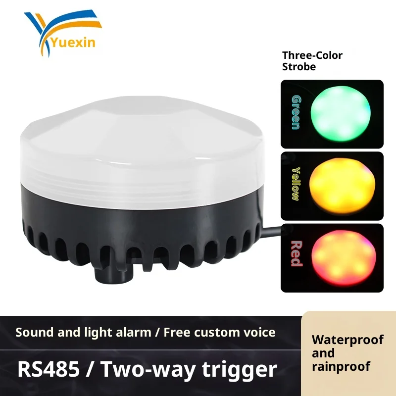 

5W Audible and Visual Alarm 9–30V DC RS485 MP3 USB Custom Voice LED Strobe Light Waterproof Industrial and Home Security YX75R