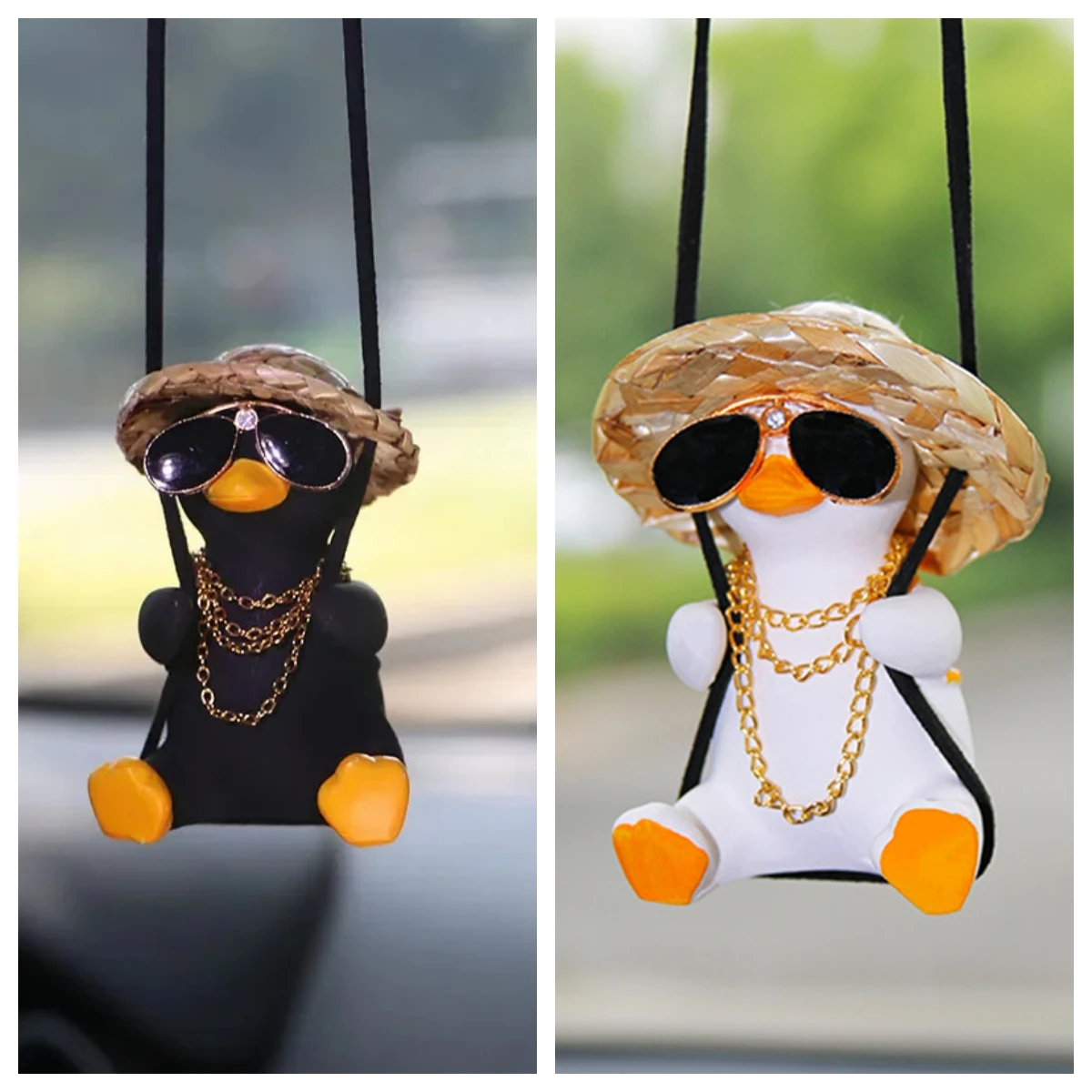 Colgante de coche lindo Anime pequeño pato columpio espejo retrovisor automático adornos colgantes accesorios de decoración Interior para niñas regalos