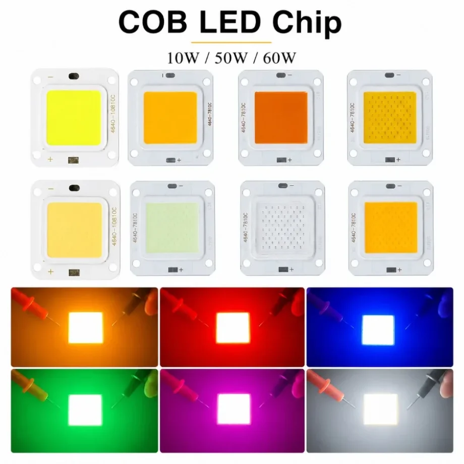 High Brightness Square COB LED Chip DC27-36V 7 Colors 10W 50W 60W 5000H Light Source DIY Solar Bulb Floodlight Spotlight Parts
