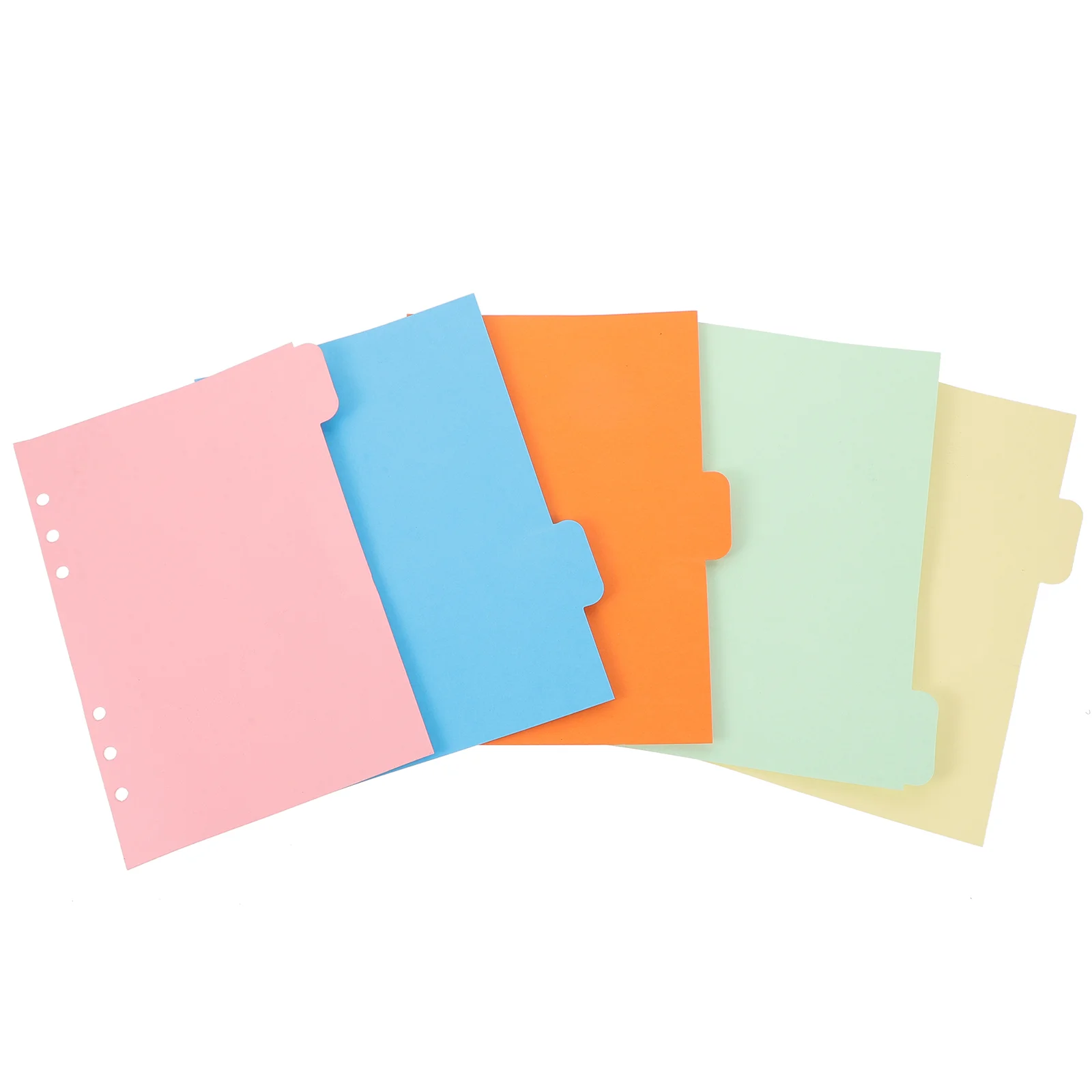 1 Set 5 Colors Tab Dividers A5 Index Classified Lables 6-Holes Colorful Filler Project Sorter Pages for Ring Binders Planner Not