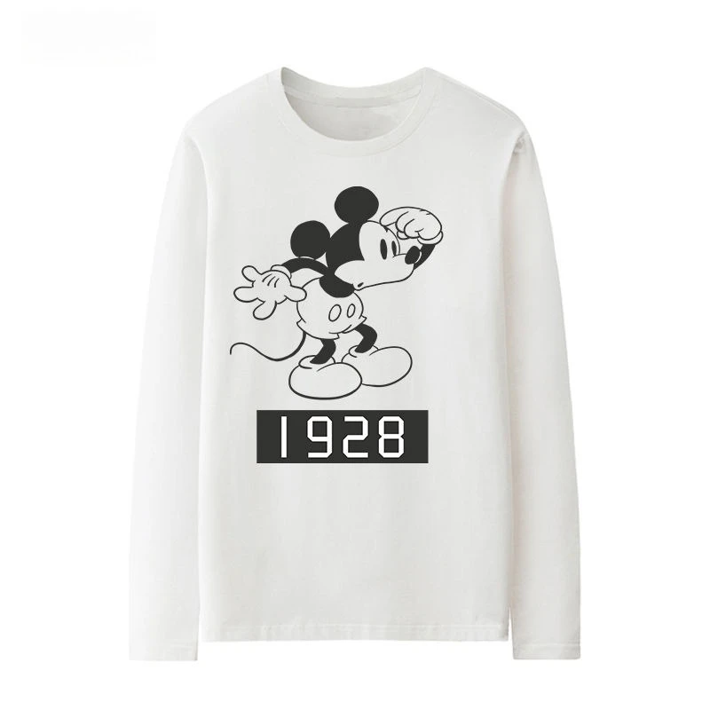 

Женская повседневная модная дышащая быстросохнущая свободная и удобная футболка с круглым вырезом и длинными рукавами Disney с Микки Маусом и 3D принтом
