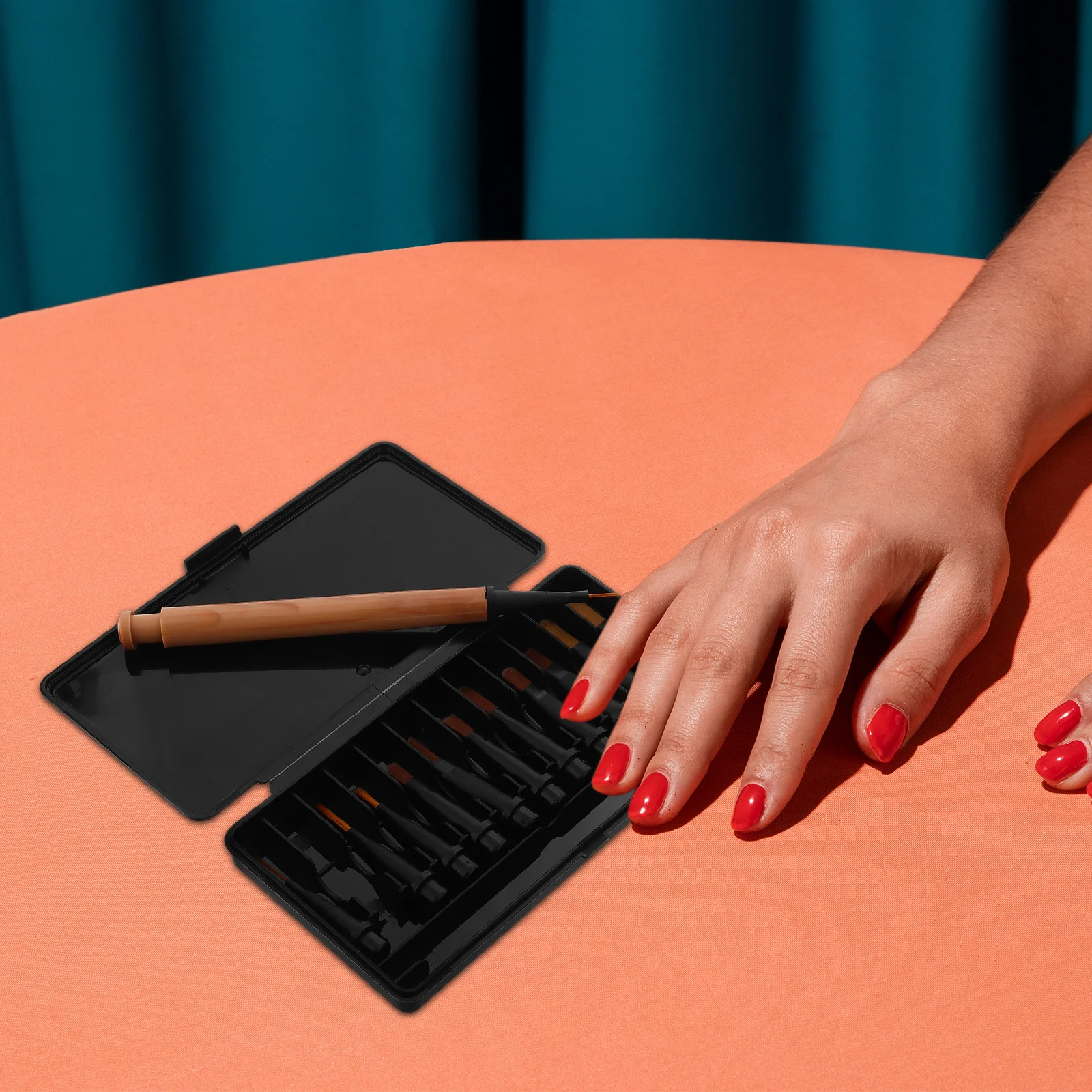 ชุดแปรงเพ้นท์เล็บออกแบบหัวแปรงแบบเปลี่ยนได้พร้อมพาเลทผสมและปากกาทาเล็บสำหรับทำเล็บในร้านและใช้ในบ้าน