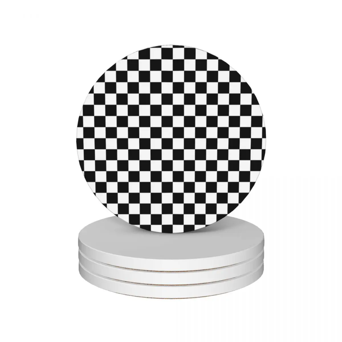 

Classy Black and White Checkered Square Pattern Ceramic Coasters (Set of 4) Cup for tea cup holder kawaii Coasters