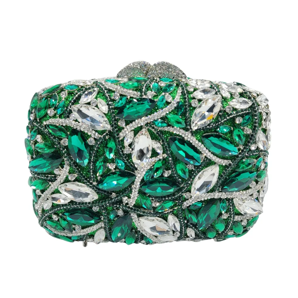 

High-end Fashion Luxury Dinner Bag Women's Green Luxury Full Of Diamonds Crystal Dress Clutch Bag Pochette Elegante Da Cerimonia