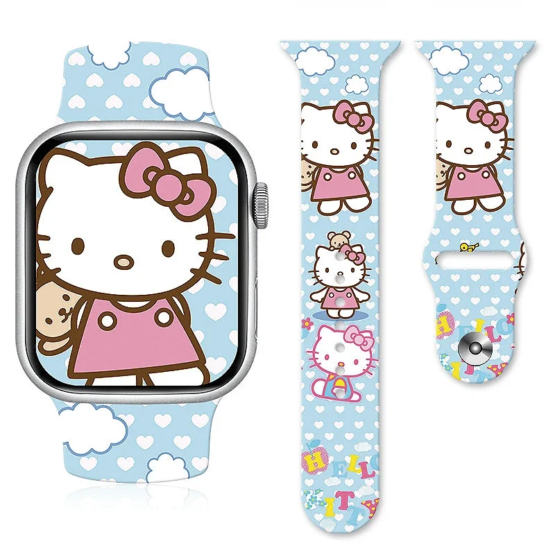 Sanrio Cartoon Strap HelloKitty Anime Character Cinnamoroll Series Printed Strap Suitable for Apple S8765432SE Full Series Strap